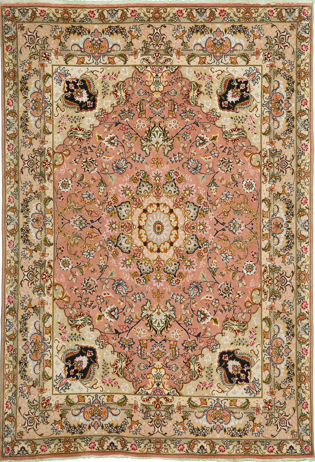5'x7' Persian Medallion Wool & Silk (#8405)