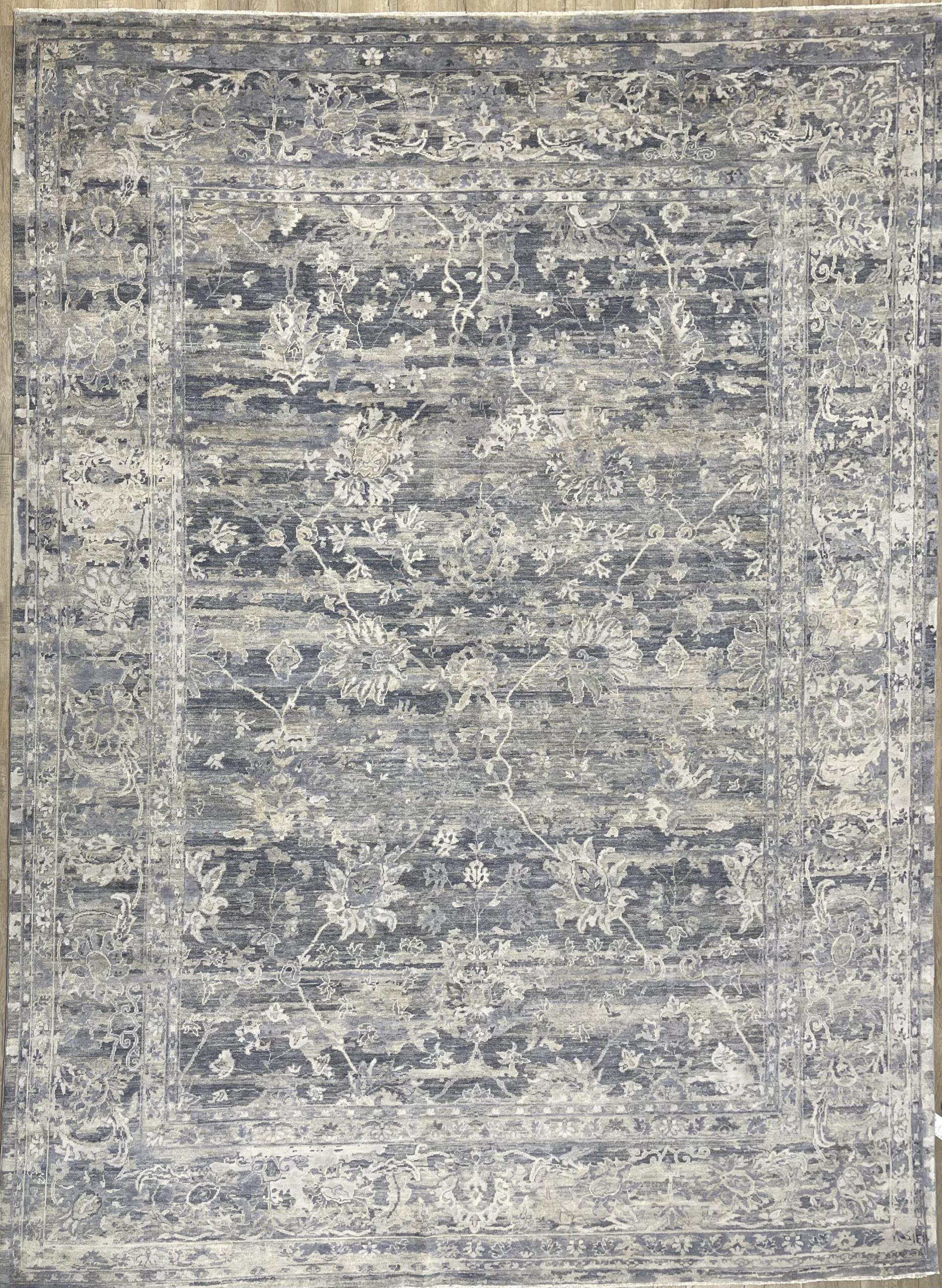 8’9″X12'0″ AFGHAN TRANSITIONAL TABRIZ WOOL & SILK (#9973)
