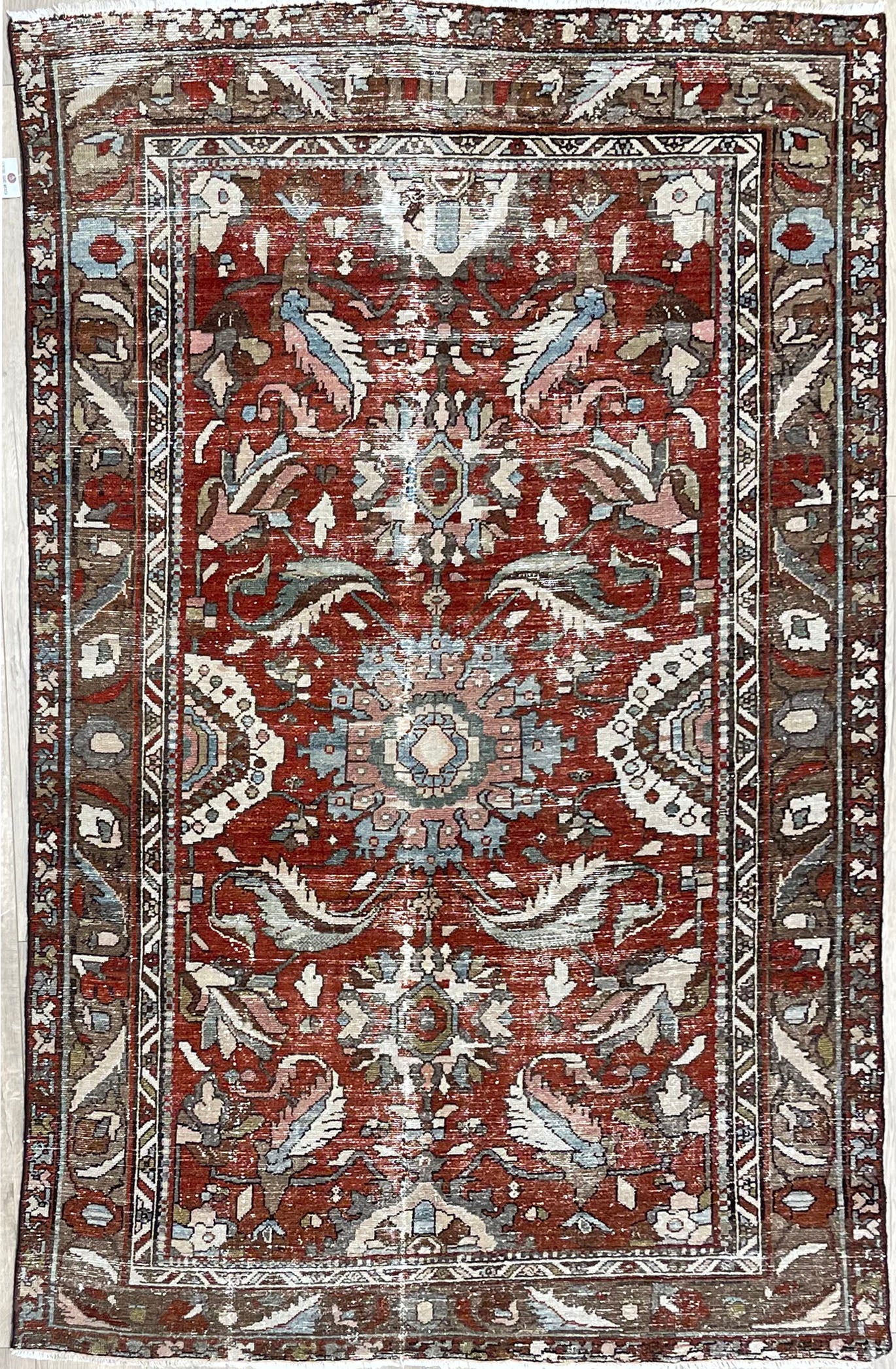 4'2"x6'5" Vintage Persian Mazlaghan Wool (#10020)