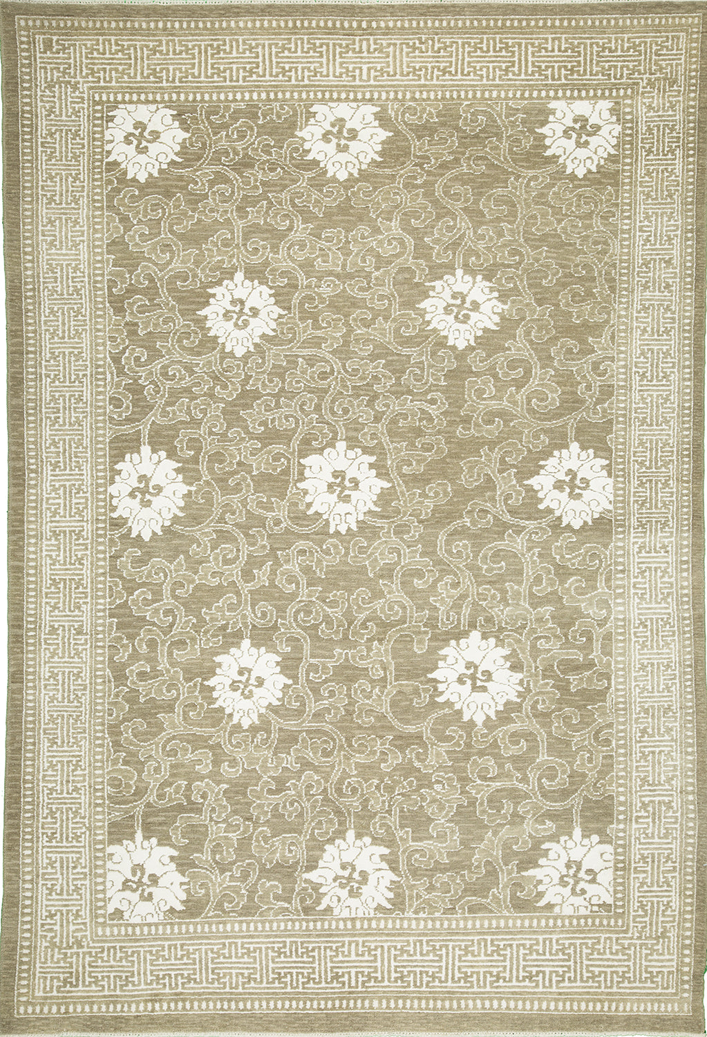 6'4"x9'4" Indian Transitional Wool & Silk (#33614)