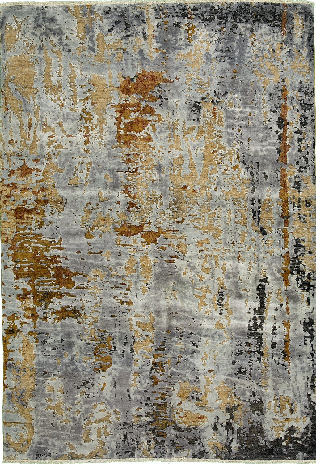 5'4"x7'8" Afghan Modern Wool & Silk (#9066)