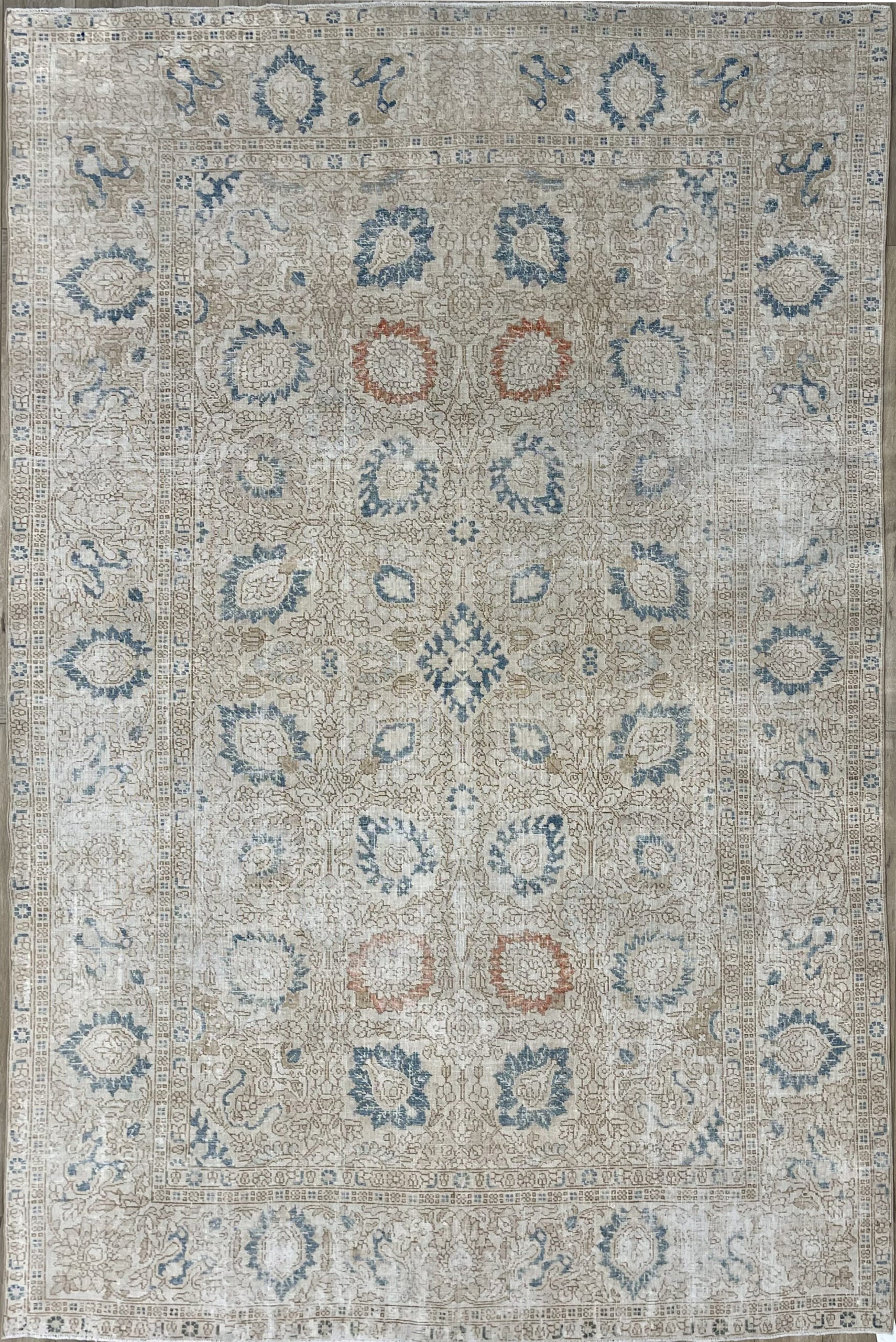 7'2"x10'10" Vintage Persian Tabriz Wool (#9742)