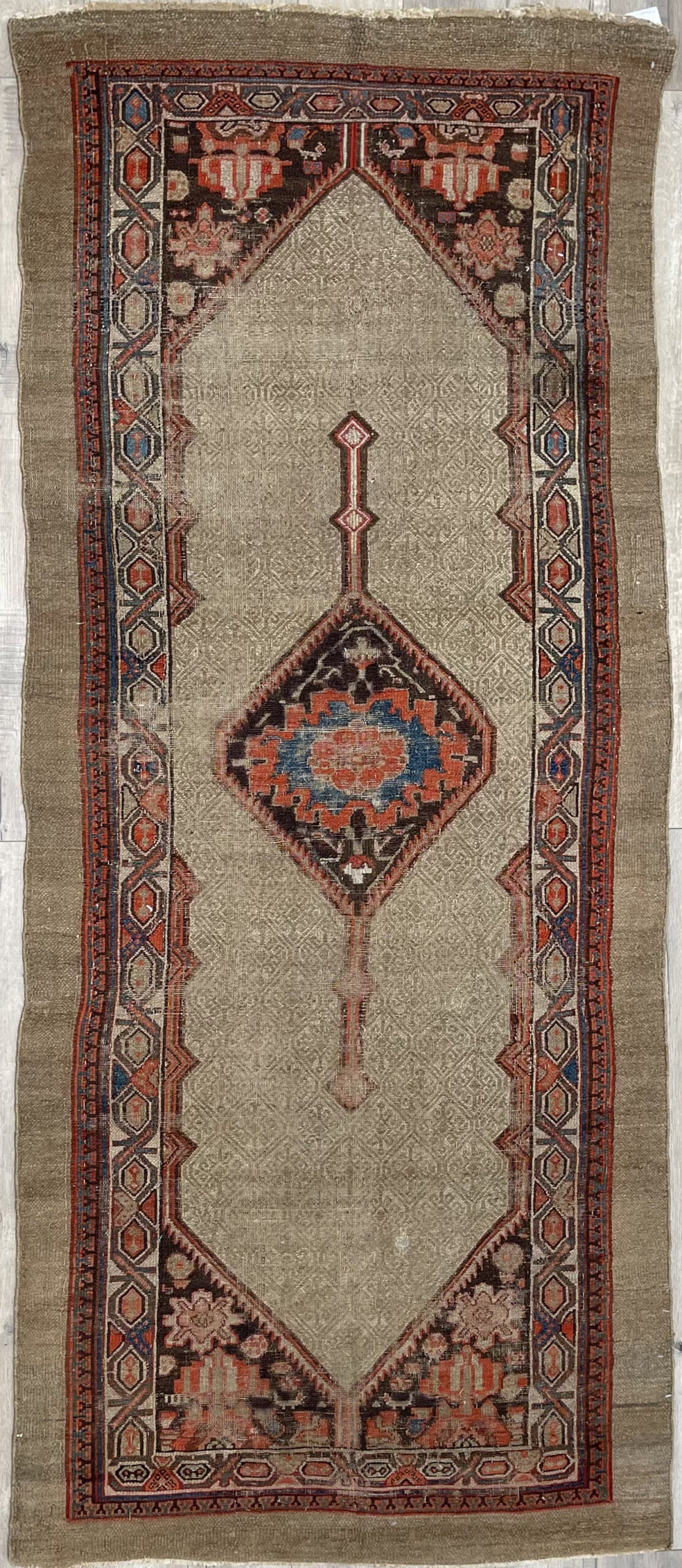 3'6"x8'4" Vintage Persian Hamedan Wool (#9855)