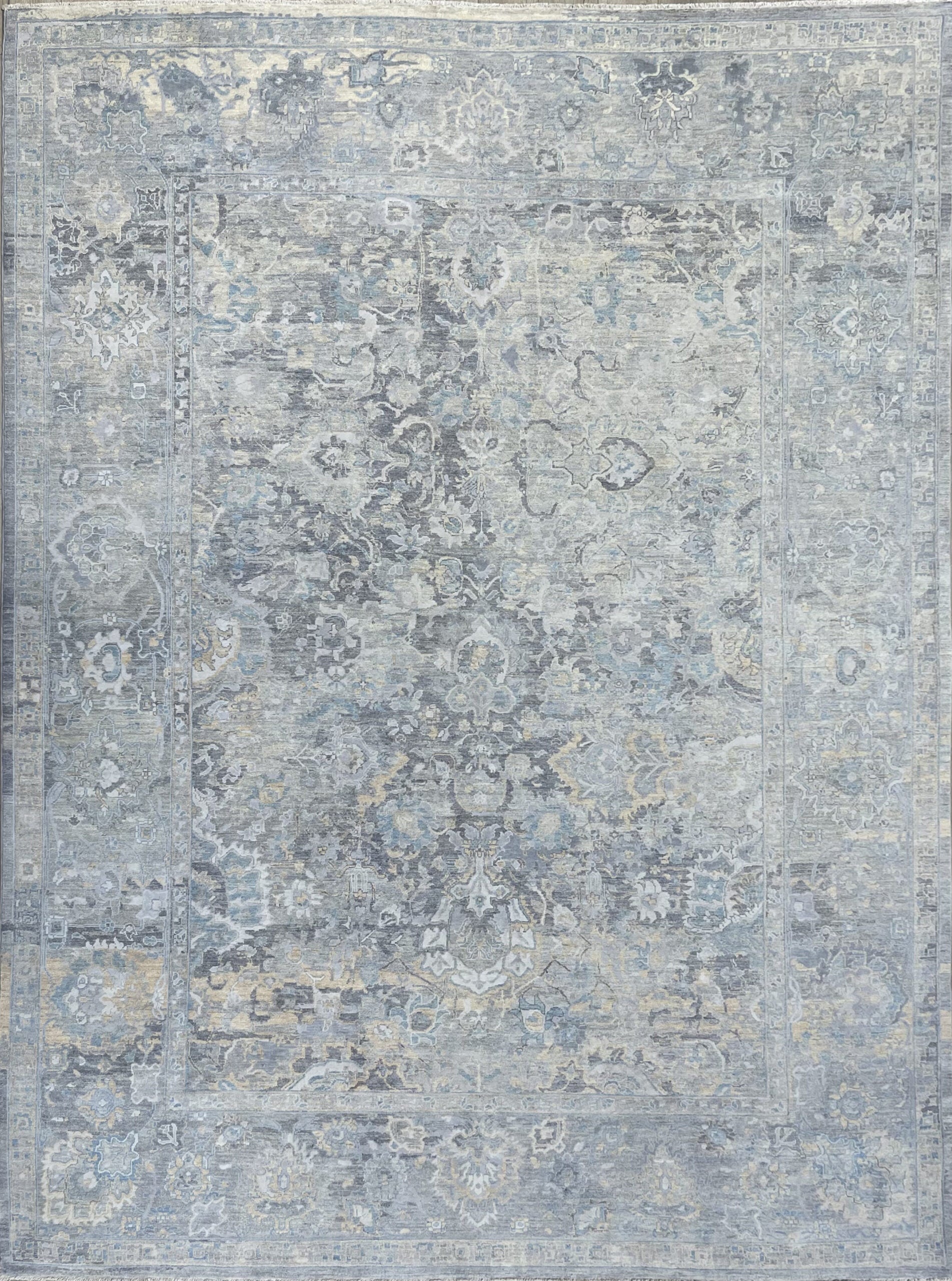 9’0″X11'7″ AFGHAN TRANSITIONAL TABRIZ WOOL & SILK (#9963)
