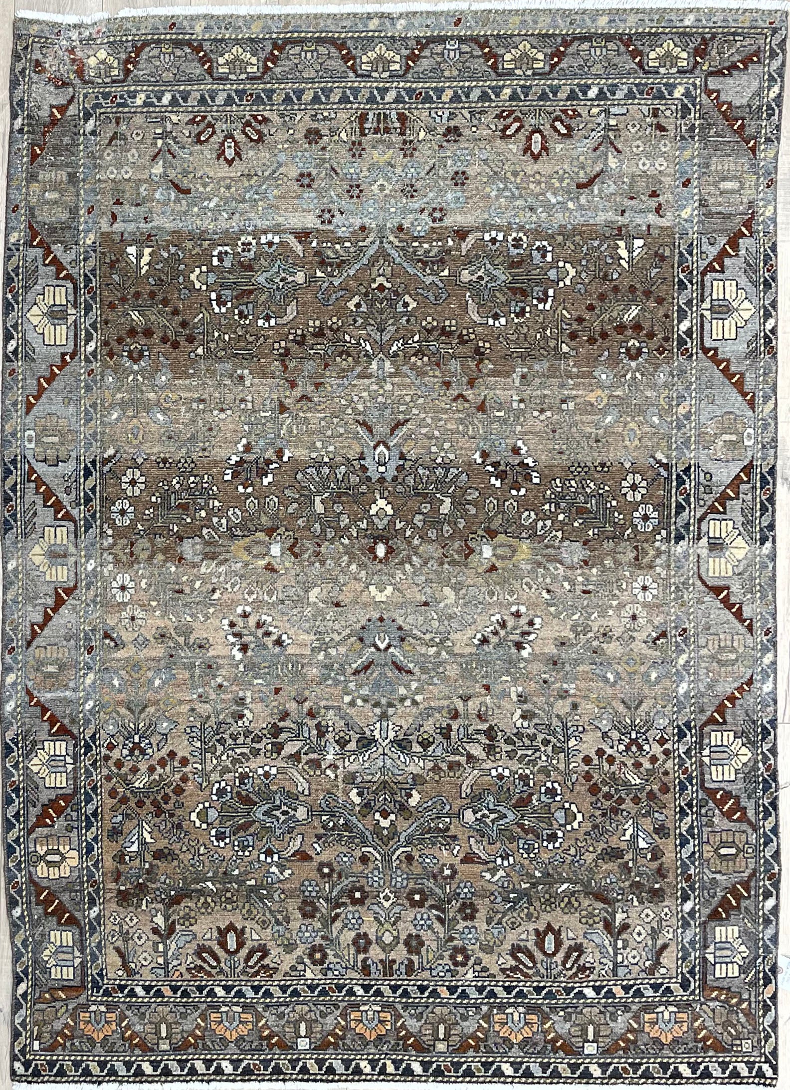 5'0"x6'5" Vintage Persian Farahan Wool (#10021)